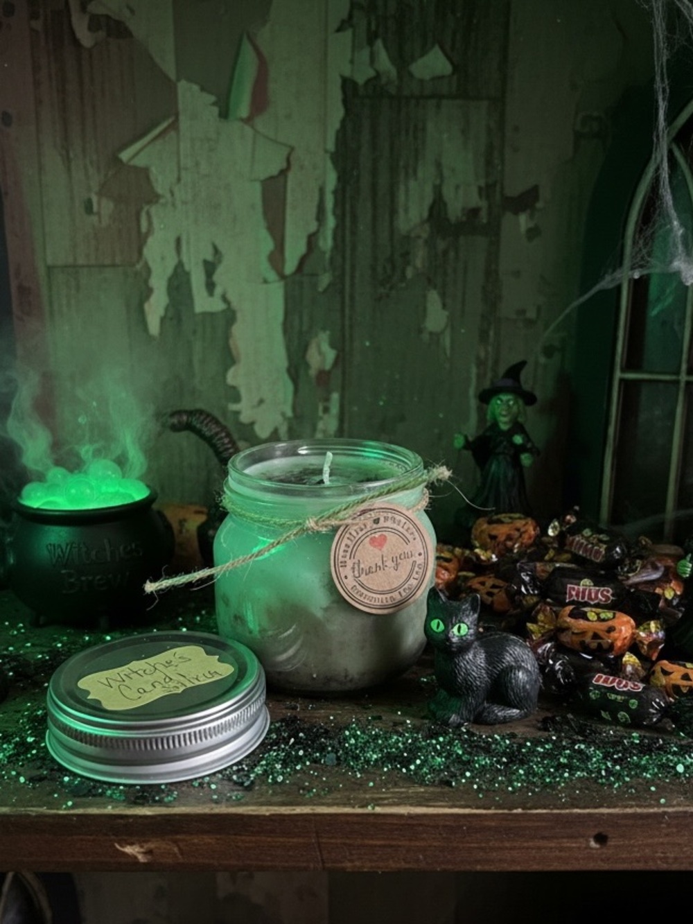 Handmade “Witches’ Candy,” 8 oz Soy Sweet Candy Scented Jar Candle-NWT